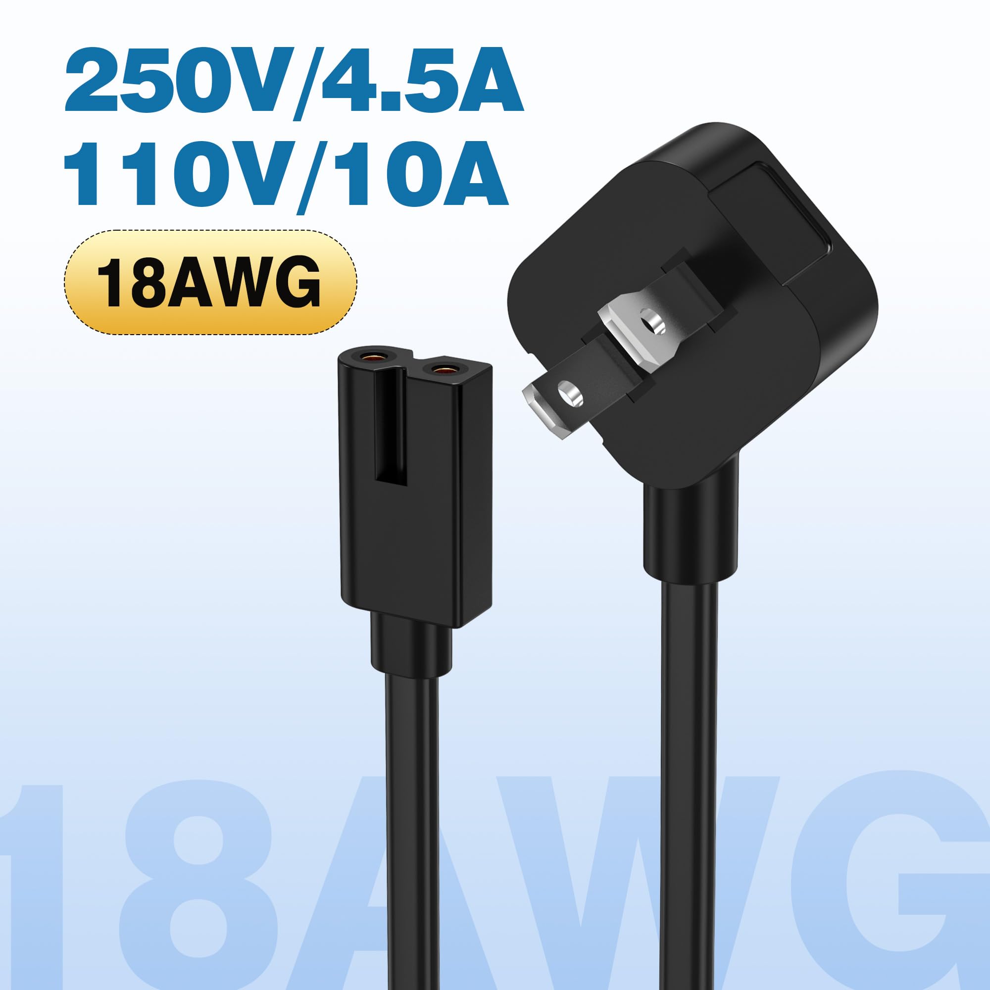 Amazon | AGVEE 6.6フィート 2極 テレビ電源コード 18AWG AC電源